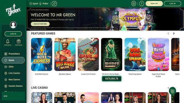 Mr Green casino screenshot